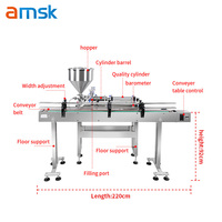 Machine de Remplissage Automatique Pneumatique PLC à Buse Unique avec Convoyeur pour Huile, Beurre de Cacahuète, Cosmétiques, Sauce au Fromage, Yogourt et Pâtes de 100 à 1000 ml