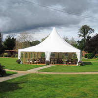 Tente de pagode triangulaire à double couche imperméable au vent et à l'eau en PVC avec cadre en aluminium pour 7 à 12 personnes, utilisable en toutes saisons
