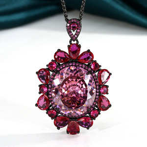 Wholesale Premium Polished Eco-friendly <b>Copper</b> Cubic Zirconia Jewelry Simulation Colored Gem Stone Pendant Necklace for Women - Product Image 5
