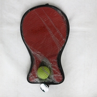 Ensemble de raquettes de plage SCVIBE en MDF peint en rouge avec balle de tennis, raquette de jeu durable 40x22cm, divertissement familial en plein air, sports