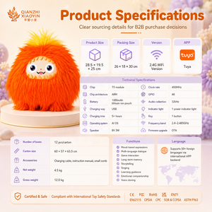 AI Warm Velvet Beast <span class=keywords><strong>Orange</strong></span> Long Fur Monster Plush Toy Yellow Hair ChatGPT 50+ Languages Voice Clone Memory <span class=keywords><strong>WiFi</strong></span> Wholesale - Product Image 6