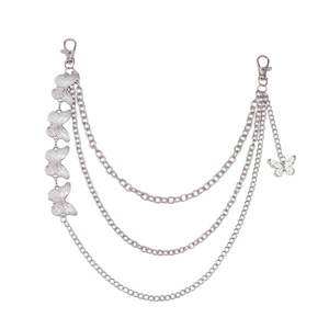 โซ่คาดเอวรูปผีเสื้อหลายชั้น สไตล์พังก์ โลหะสีขาว K เงินทิเบต แฟชั่นสำหรับทุกเพศ ใส่ได้ทุกวัน - Product Image 5