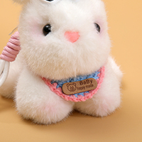 Kacamata Novelty dan Gantungan Kunci Kelinci Plush Dekorasi Ceri Aksesoris Kelinci Putih Lembut Mainan Mini untuk Tas Sekolah