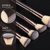 Lot de 10 pinceaux de maquillage couleur café, manche en bois, ultra doux, outils de beauté, vente chaude en gros