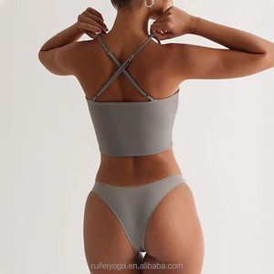 Biểu Tượng Tùy Chỉnh Có Thể Điều Chỉnh Chéo Trở Lại Tập Luyện Vest Cami Spaghetti Dây Đeo Mỏng Bandeau Ống Top Athleisure Camisoles Phụ Nữ Crop Top - Product Image 4