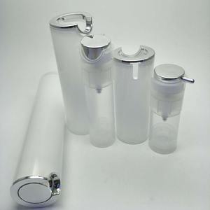 Flacon pompe double couche en acrylique rond sans air, couleur personnalisée, 15ml 30ml 50ml 20ml, blanc nacré, double paroi en acrylique - Product Image 6