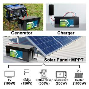 مخزون الولايات المتحدة 12 فولت 200 أمبير 300 أمبير بطارية ليثيوم فوسفات الحديد 4 الشمسية 100 أمبير - Product Image 5