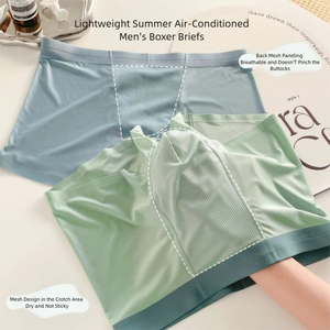 Calzoncillos bóxer de verano para hombre, talla grande, de seda helada, sin costuras, transpirables, de secado rápido, con malla antibacteriana 7A - Product Image 4