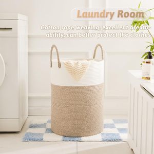 Cesto de Ropa Sucia Personalizado, Cesto de Ropa de Cuerda de Algodón Tejido de 60L para Decoración y Almacenamiento de Ropa Sucia y Juguetes - Product Image 3