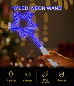 Baguette magique lumineuse LED en plastique de 18 pouces, étoile magique, cœur d'amour, visage lumineux, baguette tournante, enfants, Noël, Nouvel An, fête, Halloween, remise de diplôme - Product Image 2