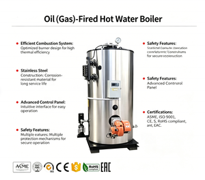 <span class=keywords><strong>Caldera</strong></span> de Agua Caliente Industrial Vertical de Baja Presión de Combustible Dual (Gas/Diésel) ZHONGFEI 700KW CLHG para Calefacción de Plantas y Suministro de Agua Caliente para Baños - Product Image 2