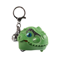 Creativo dinosaurio cabeza morder dedo tirar hacia atrás respetuoso con el medio ambiente plástico coche de juguete pequeña muñeca colgante llavero mochila para niños