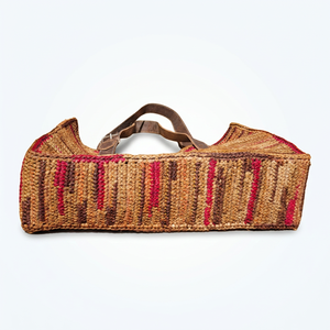 Sac fourre-tout bohème en raphia avec deux poignées en cuir à l'ouverture supérieure, motif rayé, sac à bandoulière grande capacité pour femme, usage quotidien décontracté - Product Image 5