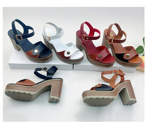Sandales compensées à plateforme pour femmes, à bout ouvert et bride cheville, pour l'été, chaussures décontractées habillées - Product Image 1
