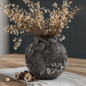 Jarrón de Mesa Decorativo de Resina Ecológica Hecho a Mano, Inspirado en la Noche Estrellada de Van Gogh, Arte Floral, Decoración para el Hogar - Product Image 4