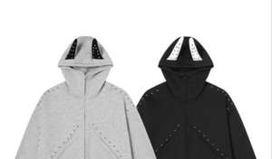 Felpa da uomo alla moda YIZE personalizzata <span class=keywords><strong>con</strong></span> cappuccio Full Zip in poliestere pesante <span class=keywords><strong>con</strong></span> <span class=keywords><strong>corna</strong></span> - Product Image 6