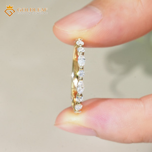แหวนแต่งงานผู้หญิง Goldleafgem ทอง 14K ประดับเพชรธรรมชาติทรงมาร์คีส์ครึ่งวง 1-2 กะรัต สีขาว D - Product Image 3