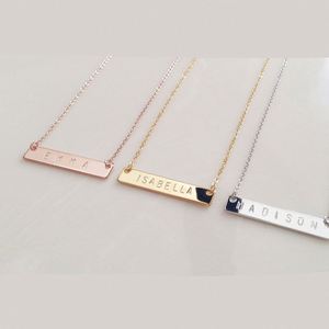 Custom Personalized Bar Necklaces for Men Women Gift Jewelry Stainless Steel 18K Engraved Plate <b>Silver</b> Necklace to Engrave - Product Image 4