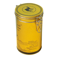 Boîte hermétique ronde en fer blanc pour thé, café, bonbons, aliments pour bébés, aliments pour animaux, chocolat et biscuits, avec couvercle à anneau de traction et verrou de sécurité
