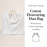 Grande pochette réutilisable en toile de coton écologique Sac à poussière à cordon d'emballage en coton d'origine avec logo d'impression personnalisé