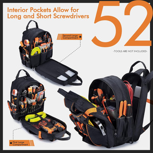 Mochila de Herramientas para Electricista de Alta Resistencia con Cierre de Cremallera para Electricistas, Técnicos de Reparación, Trabajo Industrial y de Construcción - Product Image 4