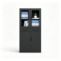 Lemari Arsip Kantor Baja Desain Sederhana Modern Pintu Kaca Tahan Api Kunci Gembok