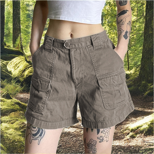 Shorts Bermuda Femme 2026 Été Décontracté Simple 6 Poches Streetwear Taille Haute Anti-Plis Imperméable en Tissu Peigné - Product Image 2