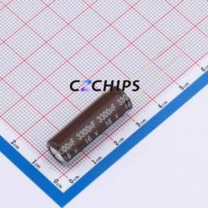 Condensador Electrolítico de Aluminio de Orificio Pasante DHG016M338H300S1AA, Orificio Pasante, D10xL30mm 3300uF 20% 16V 2.88A-100kHz - Product Image 1