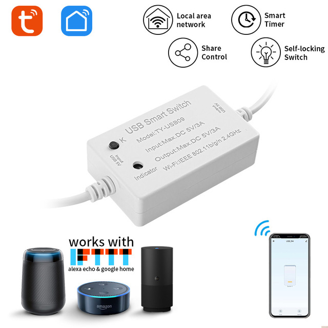 LEDEAST TY-SW Tuya USB Smart Switch Control Remote Control Switch Module Smart Home Automation Universal WIFI Breaker