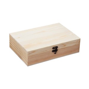 Caja de almacenamiento con tapa abatible de madera maciza con compartimentos para joyas, sellos, documentos, organizador de escritorio de madera de gran capacidad - Product Image 1