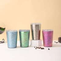 Tasse à bière double couche isolée sous vide en titane pur 300 ml personnalisée tasse à café d'extérieur avec surface en diamant
