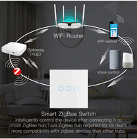 Interruptor de Luz Táctil Inteligente Zigbee LangYeao, Estándar EU/UK, Sin Cable Neutro, Panel de Vidrio de 1/2/3 Botones, Compatible con Tuya