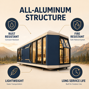 Maisonnette préfabriquée moderne entièrement en aluminium avec fenêtres panoramiques pour hôtel de villégiature, <span class=keywords><strong>camping</strong></span> de glamping et villa - Product Image 2