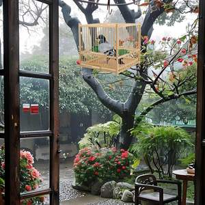 Ahşap kuş kafesi papağan kafesi asılı kanca tepsisi Prevue Pet ürünleri ile ahır tarzı kuş kafesi - Product Image 3