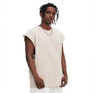 Gilet pour homme surdimensionné de style sport urbain d'été, personnalisé en usine, 230 g/m², 100 % coton tricoté, impression en relief, broderie 3D - Product Image 4