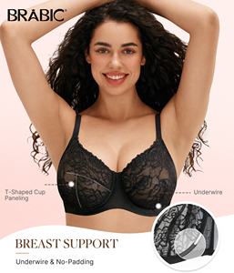 <span class=keywords><strong>Reggiseni</strong></span> <span class=keywords><strong>Minimizer</strong></span> BRABIC per Donne, Copertura Totale Senza Cuciture, Reggiseno in Pizzo Non Imbottito <span class=keywords><strong>con</strong></span> <span class=keywords><strong>Ferretto</strong></span> per Seni Grandi, Reggiseno Quotidiano - Product Image 6