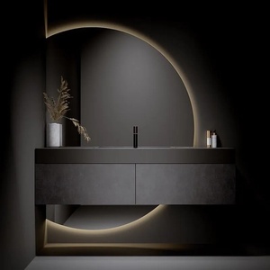 Meuble-lavabo mural en bois massif de style italien, Europe, avec <span class=keywords><strong>miroir</strong></span> intelligent, lavabo de luxe, noir - Product Image 4