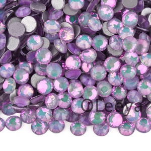 Strass en gros Oleeya, 12 tailles identiques, SS6-SS30, en verre rose brillant, à dos plat, non thermocollants, pour accessoires DIY et gobelets - Product Image 2