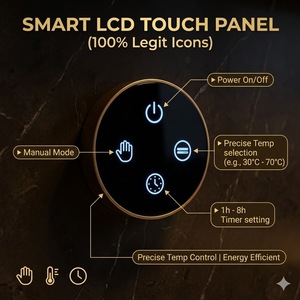 Sèche-serviettes électrique mural intelligent en acier inoxydable 304, finition or brossé de luxe, avec minuterie numérique, pour salle de bain (vente en gros) - Product Image 4