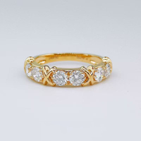 Bague empilable au design unique et tendance avec diamant de laboratoire rond, plaqué or jaune 18 carats, sertie en canal, style éternité, pour femme, haute joaillerie