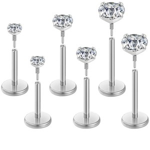 Boucles d'oreilles en acier inoxydable avec tige allongée, zircon et serti à griffes couleur or, bijoux de mode pour soirée, piercing - Product Image 5