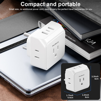 Adaptateur mural PUJIMAX à 3 prises avec prise à 3 broches QC3.0 et convertisseur USB de type C PD pour l'Afrique du Sud et l'Inde