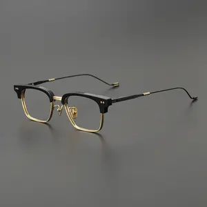 Dlx413 מכירה חמה דגם חדש באיכות גבוהה סיטונאי משקפיים מוכנים מלאי טיטניום מרובע אופנה מסגרת משקפיים אופטיות