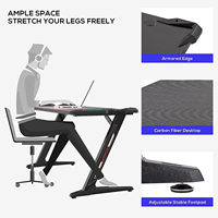 Achetez un grand bureau de jeu électrique LED en métal noir pour ordinateur portable PC, avec chaise incluse, ensemble de table de jeu RGB pour le gaming