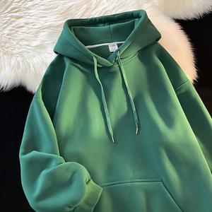 <span class=keywords><strong>Felpa</strong></span> <span class=keywords><strong>con</strong></span> <span class=keywords><strong>Cappuccio</strong></span> Verde <span class=keywords><strong>Scuro</strong></span> Tinta Unita per Uomo, 100% Cotone, Giacca Casual Oversize Nuova per Autunno e Inverno - Product Image 1