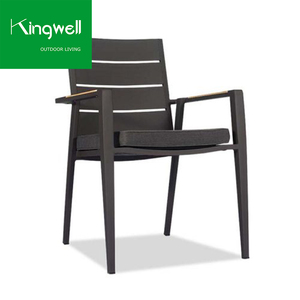 Ensemble de mobilier de jardin moderne pour patio, balcon, extérieur, cour et parc, comprenant chaise avec accoudoirs en aluminium et <span class=keywords><strong>teck</strong></span>, résistant à l'eau, et <span class=keywords><strong>table</strong></span> de repas pour 6 personnes - Product Image 3