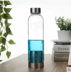 Etiqueta de la botella de agua con manga nylon al por mayor vaso de agua libre de bpa de vidrio borosilicato de alta filtro botella de té