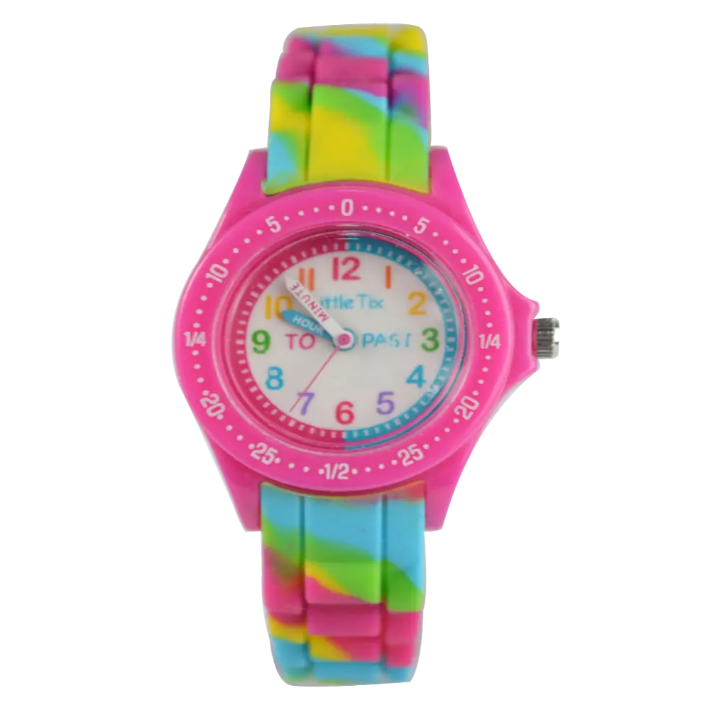 RAINBOW kids watches soft silicone band plastic case Japanese movement Japanese battery