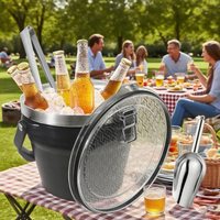 Seau à glace isotherme 4L 7L en acier inoxydable 304, avec accessoires, pour boissons et bière