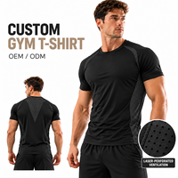 T-shirt de sport pour homme, coupe athlétique, respirant, extensible dans les 4 sens, pour la musculation, OEM, étiquette privée, perforation au laser